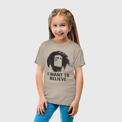 Футболка хлопковая детская Тардис - хочу верить, цвет: миндальный — фото 2