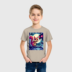 Футболка хлопковая детская Милая пушистая лесная белочка - ужас, цвет: миндальный — фото 2