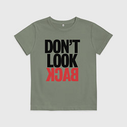 Футболка хлопковая детская Не оглядывайся назад - призыв, цвет: авокадо