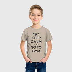 Футболка хлопковая детская Go to gym, цвет: миндальный — фото 2