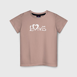 Футболка хлопковая детская Love с маленькими сердечками, цвет: пыльно-розовый