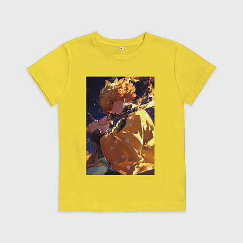 Детская футболка Клинок, рассекающий демонов Дзэнъицу Агацума охотн / Желтый – фото 1
