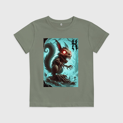 Детская футболка Жуткая белка - хэллоуин / Авокадо – фото 1