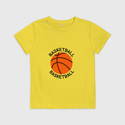 Футболка хлопковая детская Эмблема баскетбольный мяч basketball, цвет: желтый