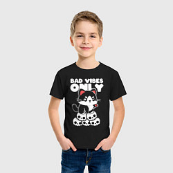 Футболка хлопковая детская Bad vibes only, цвет: черный — фото 2