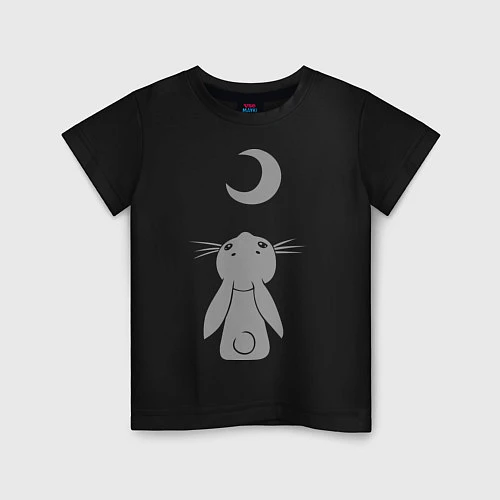 Детская футболка Зайчик смотрит на луну / Черный – фото 1