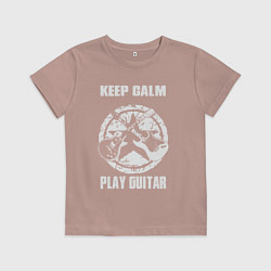 Футболка хлопковая детская Сохраняй спокойствие и играй на гитаре, цвет: пыльно-розовый