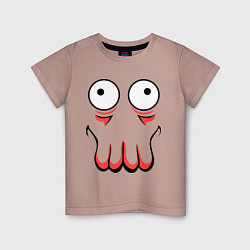 Футболка хлопковая детская John Zoidberg Face, цвет: пыльно-розовый