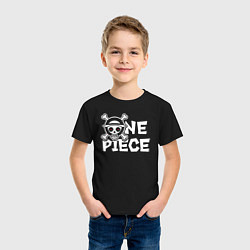 Футболка хлопковая детская One piece - логотип, цвет: черный — фото 2