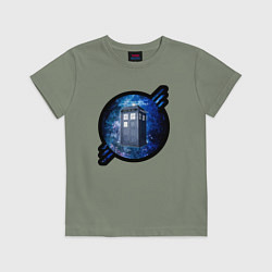 Футболка хлопковая детская Tardis in space, цвет: авокадо