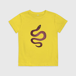 Футболка хлопковая детская Змея красная, цвет: желтый