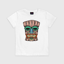 Футболка хлопковая детская Tiki face, цвет: белый