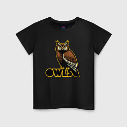 Футболка хлопковая детская Owls, цвет: черный