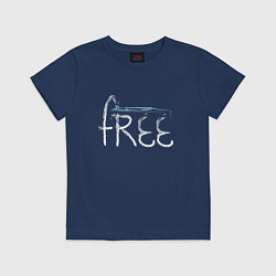 Футболка хлопковая детская Надпись free с буквой, стилизованной под кран, цвет: тёмно-синий