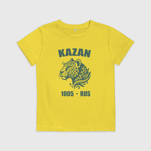 Детская футболка Город Казань 1005 год снежный барс ретро стиль / Желтый – фото 1