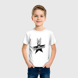 Футболка хлопковая детская Никита рок звезда, цвет: белый — фото 2