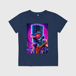 Футболка хлопковая детская Cool Bart Simpson - neon glow, цвет: тёмно-синий