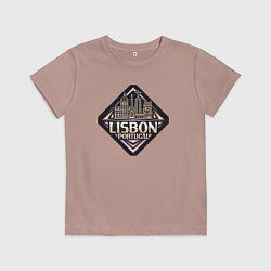 Футболка хлопковая детская Лиссабон - Португалия, цвет: пыльно-розовый