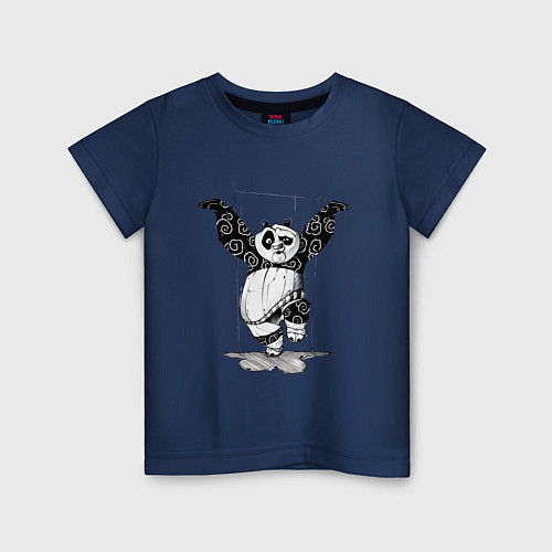 Детская футболка Кунгфу панда По / Тёмно-синий – фото 1