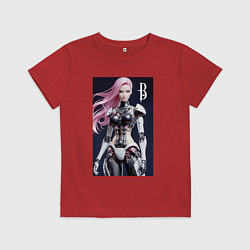 Футболка хлопковая детская Cyber Barbie - ai art future, цвет: красный