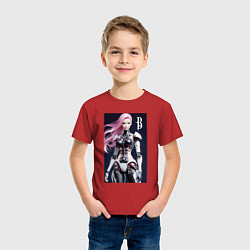 Футболка хлопковая детская Cyber Barbie - ai art future, цвет: красный — фото 2