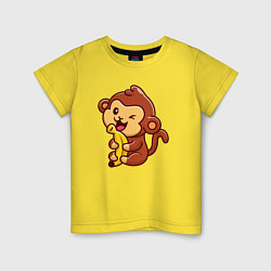 Футболка хлопковая детская Monkey banana, цвет: желтый