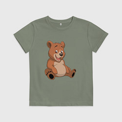 Футболка хлопковая детская Плюшевый мишка, цвет: авокадо