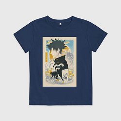 Футболка хлопковая детская Магическая битва Мэгуми Фусигуро тень, цвет: тёмно-синий