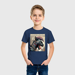 Футболка хлопковая детская Cool panther - punks not dead, цвет: тёмно-синий — фото 2