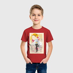 Футболка хлопковая детская Магическая битва Кэнто Нанами офисный рабочий, цвет: красный — фото 2