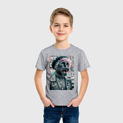Футболка хлопковая детская Чувак модная пантера из Нью-Йорка, цвет: меланж — фото 2