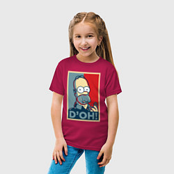 Футболка хлопковая детская Homer with donut, цвет: маджента — фото 2