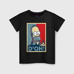 Футболка хлопковая детская Homer with donut, цвет: черный