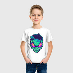 Футболка хлопковая детская Лунный пришелец, цвет: белый — фото 2