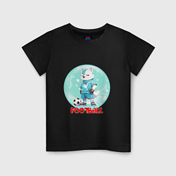 Футболка хлопковая детская Забавный гордый футболист, цвет: черный