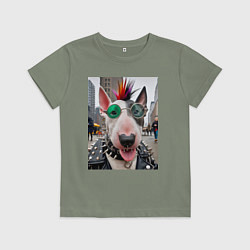 Футболка хлопковая детская Bully punk musician - ai art fantasy, цвет: авокадо