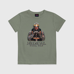 Футболка хлопковая детская Medieval: Total War logo, цвет: авокадо