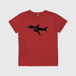 Футболка хлопковая детская Superjet-100 черный, цвет: красный