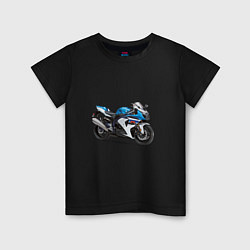 Футболка хлопковая детская Крутой спортивный мотоцикл, цвет: черный