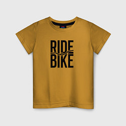 Футболка хлопковая детская Black ride bike, цвет: горчичный