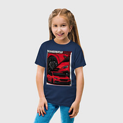 Футболка хлопковая детская Автомобиль Subaru WRX, цвет: тёмно-синий — фото 2