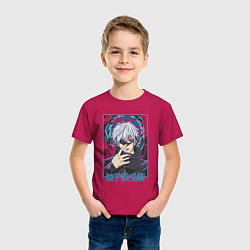 Футболка хлопковая детская Магическая битва Годжо Gojo, цвет: маджента — фото 2