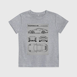 Футболка хлопковая детская Porsche 911 гоночный автомобиль, цвет: меланж
