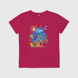 Футболка хлопковая детская Я рисую, цвет: маджента