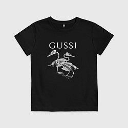 Футболка хлопковая детская Gussi - два скелета гусей, цвет: черный