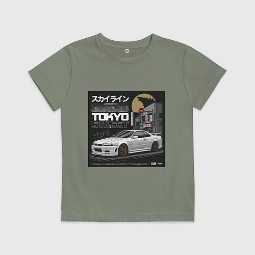 Детская футболка Nissan Skyline годзила / Авокадо – фото 1