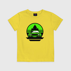 Футболка хлопковая детская Nissan skyline retro style, цвет: желтый