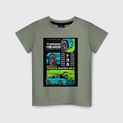 Футболка хлопковая детская Toyota Supra JDM, цвет: авокадо