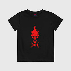 Футболка хлопковая детская Rock красный череп, цвет: черный