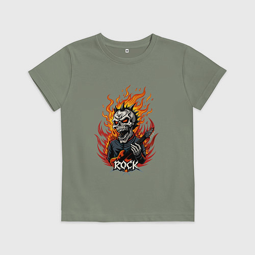 Детская футболка Скелет рок музыкант / Авокадо – фото 1